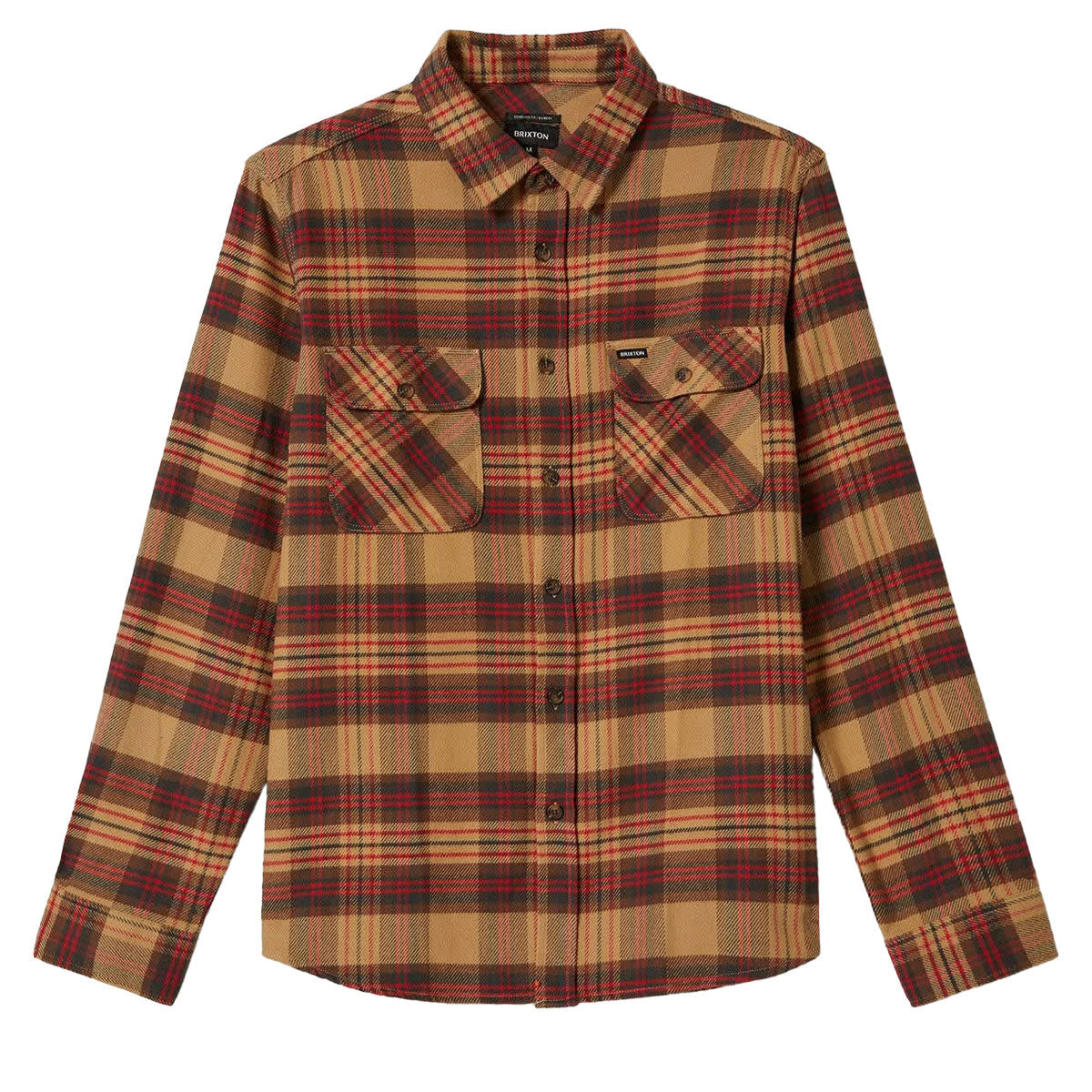 Brixton Bowery Long Sleeve Flannel Shirt - Curry/Washed Black/Crimson image 1