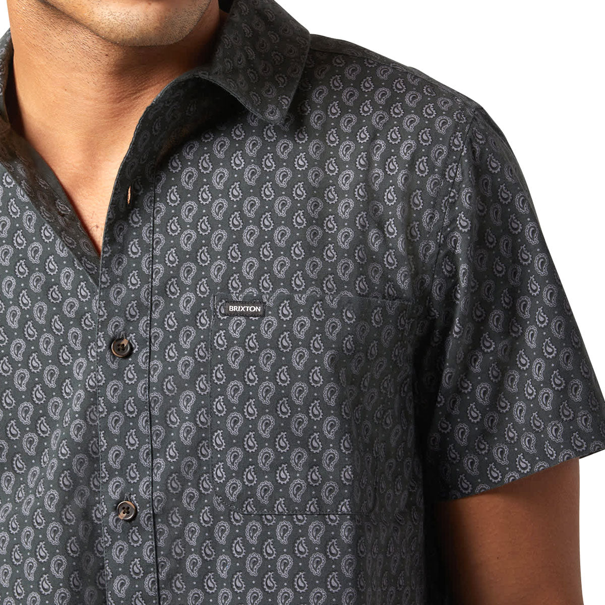 Brixton Charter Print Shirt - Washed Black/Paisley image 3