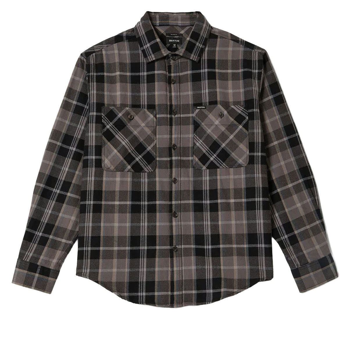 Brixton Vintage Wash Flannel Shirt - Black/Charcoal Beige/Slate image 3
