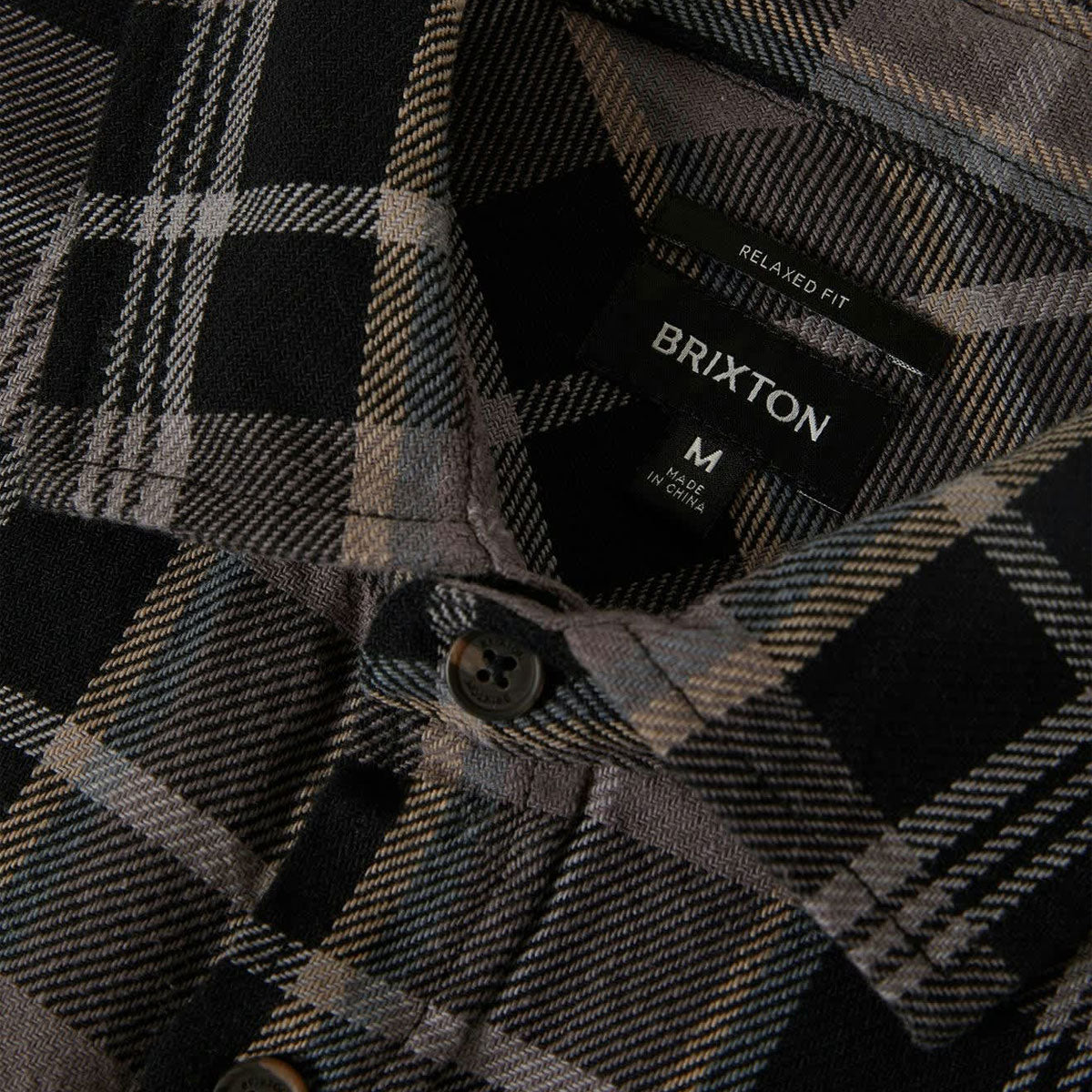 Brixton Vintage Wash Flannel Shirt - Black/Charcoal Beige/Slate image 4