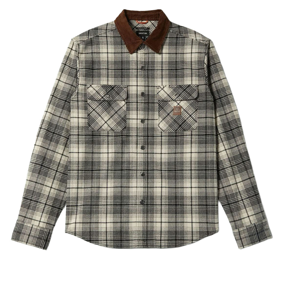 Brixton Builders Bowery Perf Flannel Shirt - Off White/Black image 1