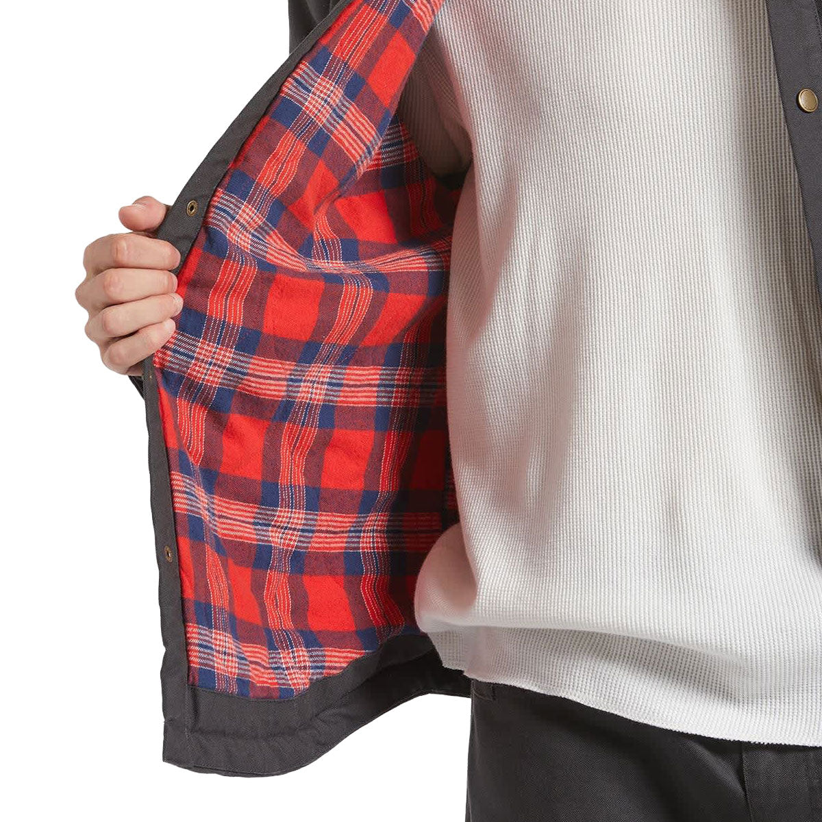 Brixton Builders Stretch Lined Jacket - Washed Black/Red image 3