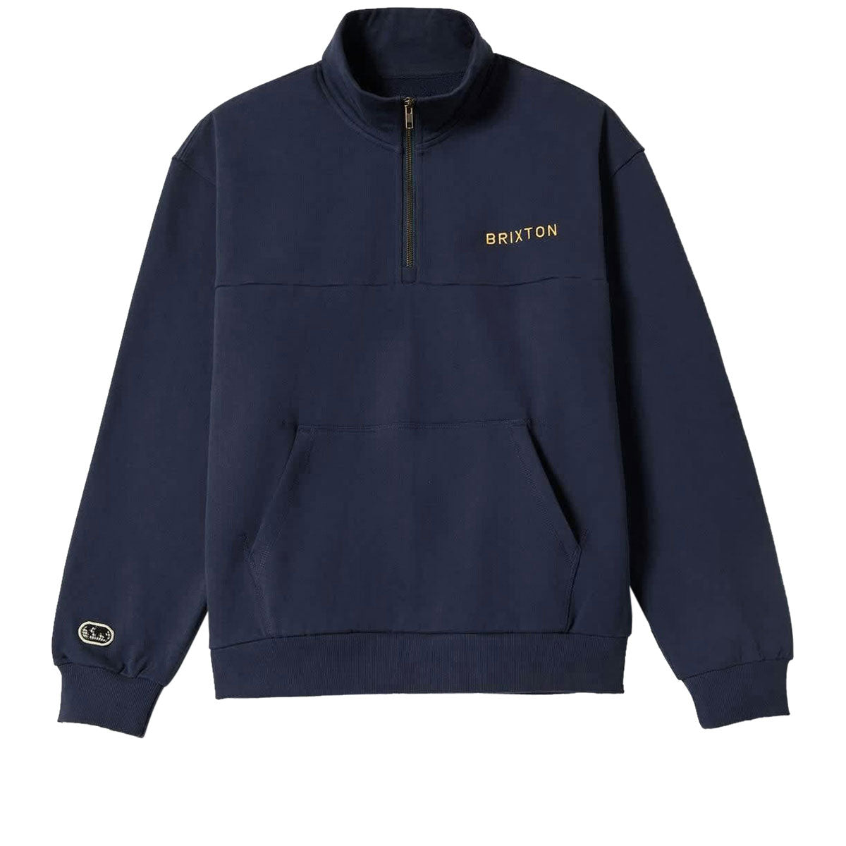 Brixton Embroidered Heavyweight Half Zip Sweatshirt - Mood Indigo image 1