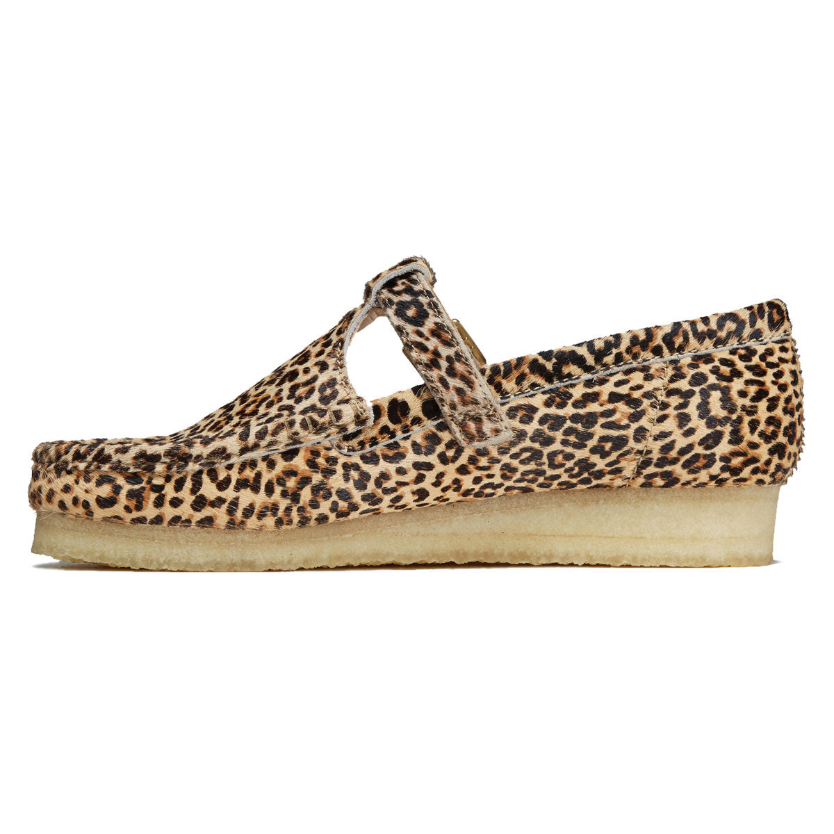 Clarks Womens Wallabee T Bar Shoes - Leopard Print image 2