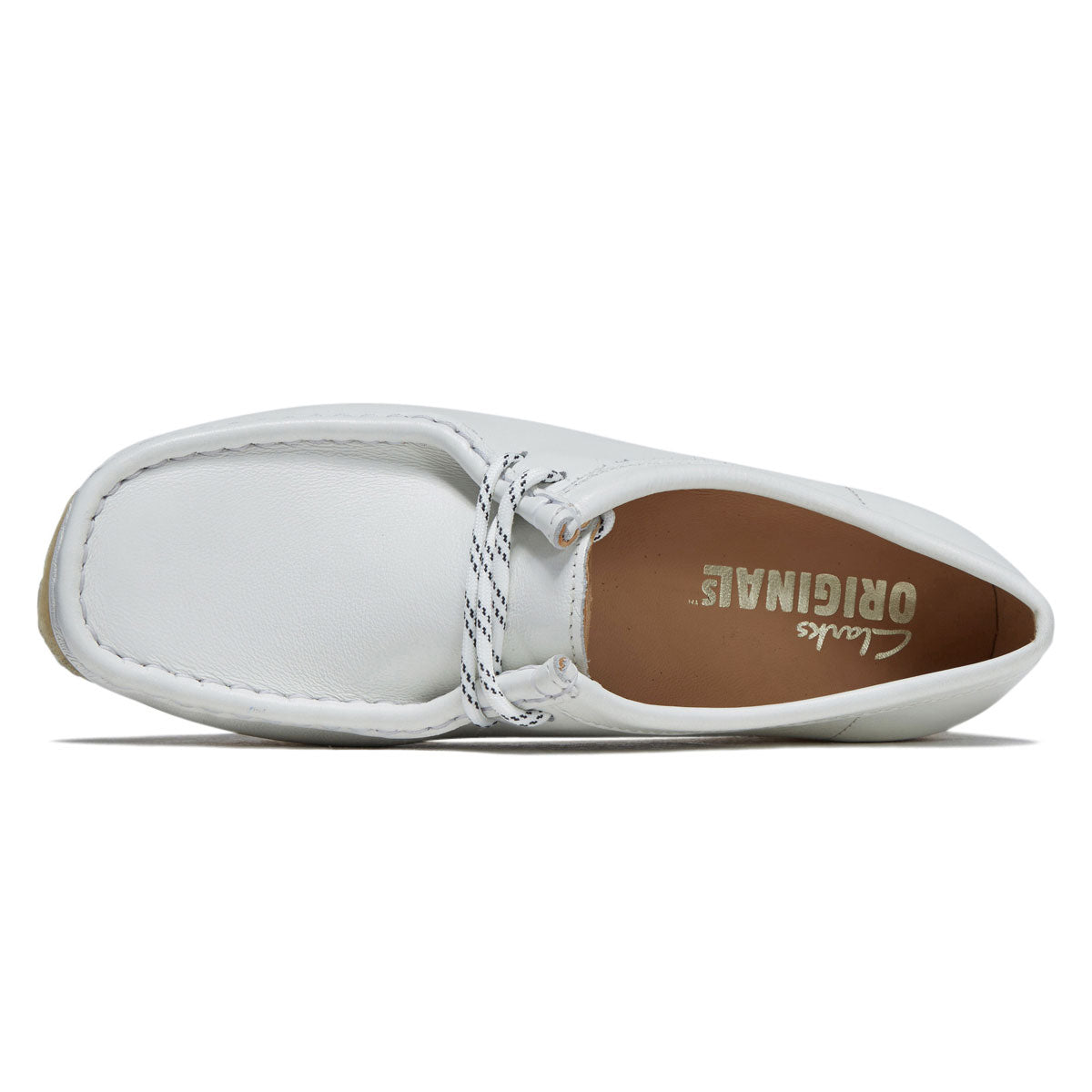 Clarks Womens Wallabee Shoes - White Grain Leather image 3
