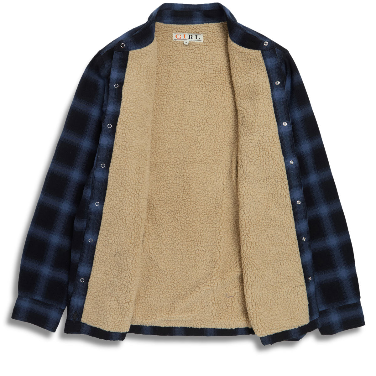 Girl Sherpa Lined Flannel Shirt - Black/Blue image 2