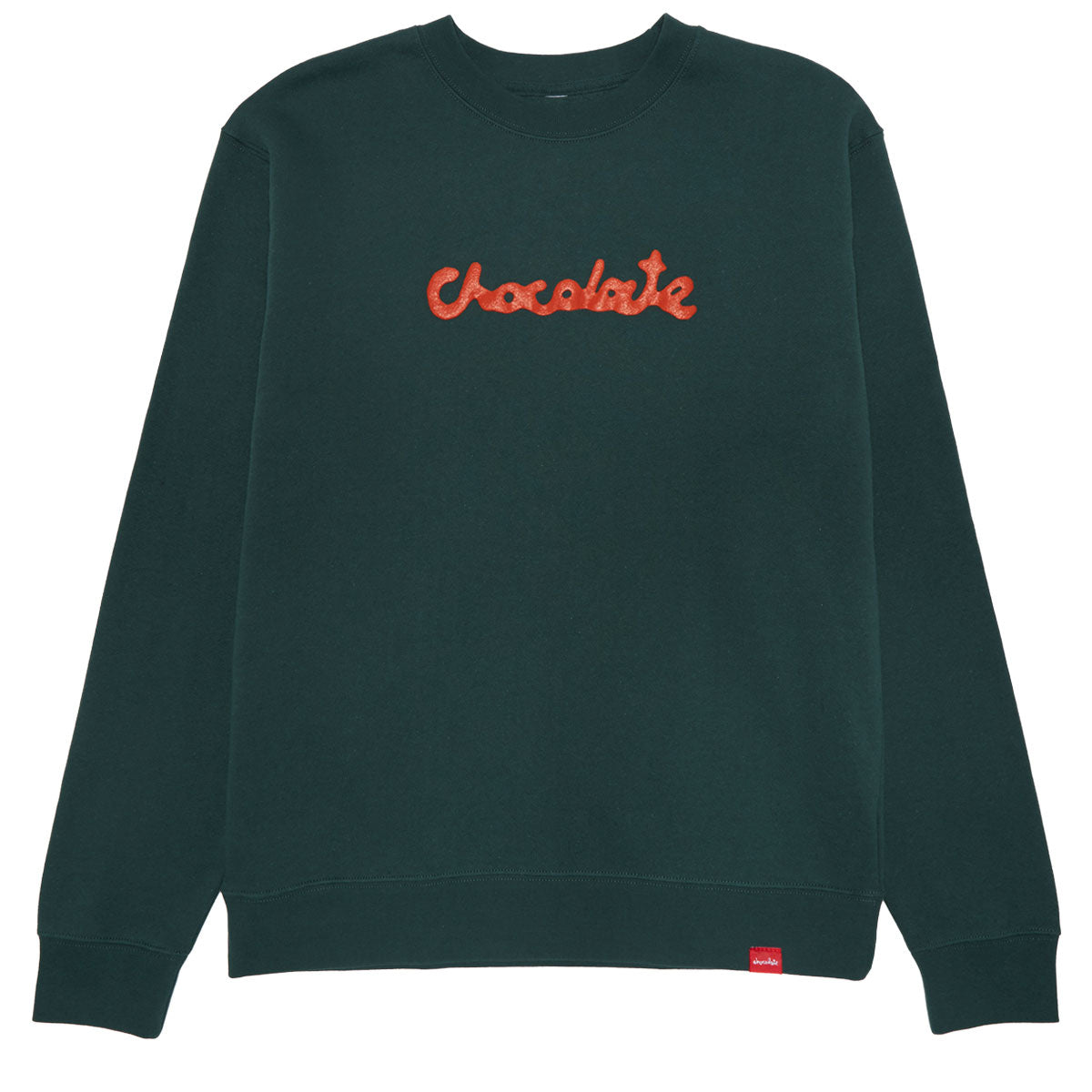 Chocolate Drip Script Crewneck Sweatshirt - Forest Green image 1