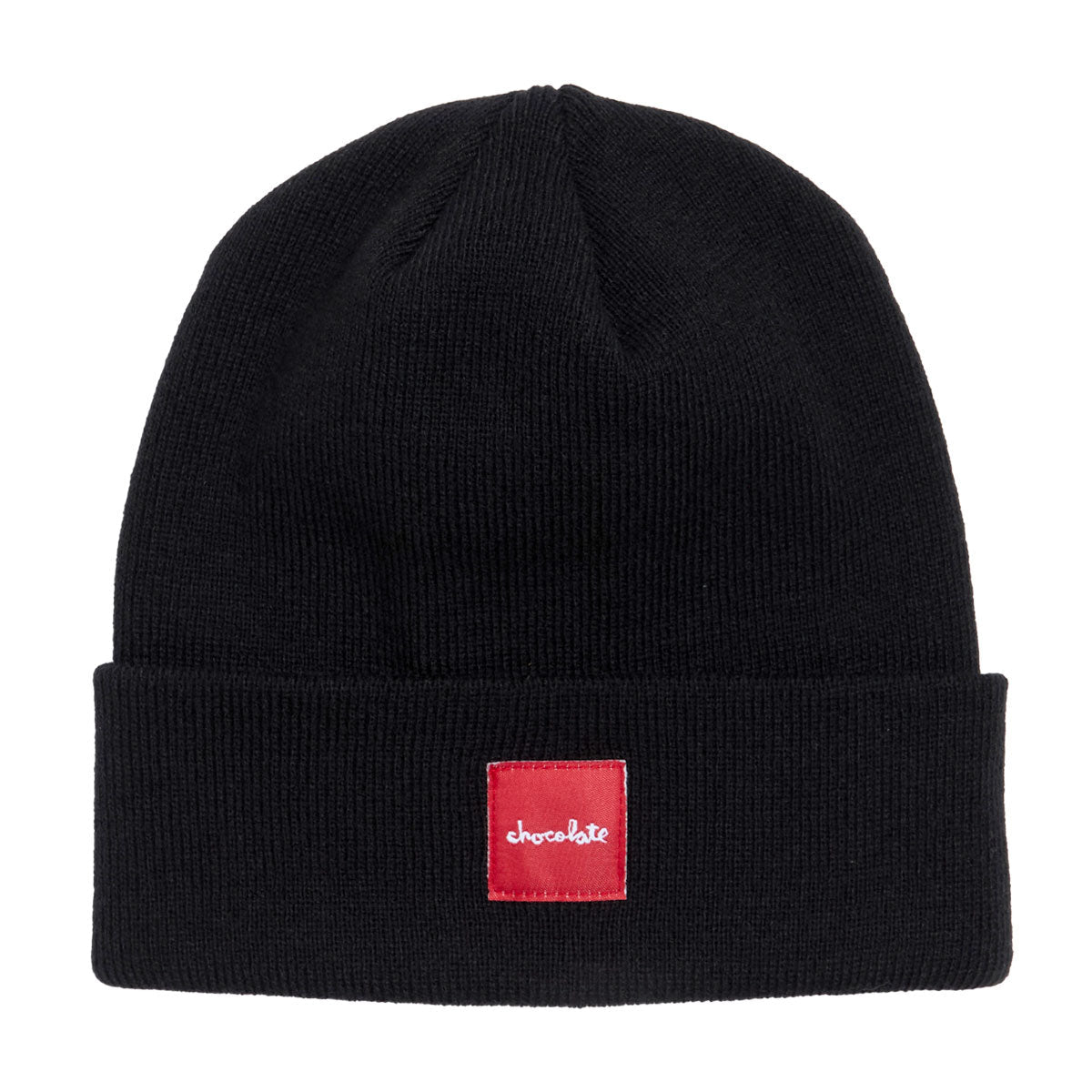 Chocolate Square Label Tight Cuff Beanie - Black image 1