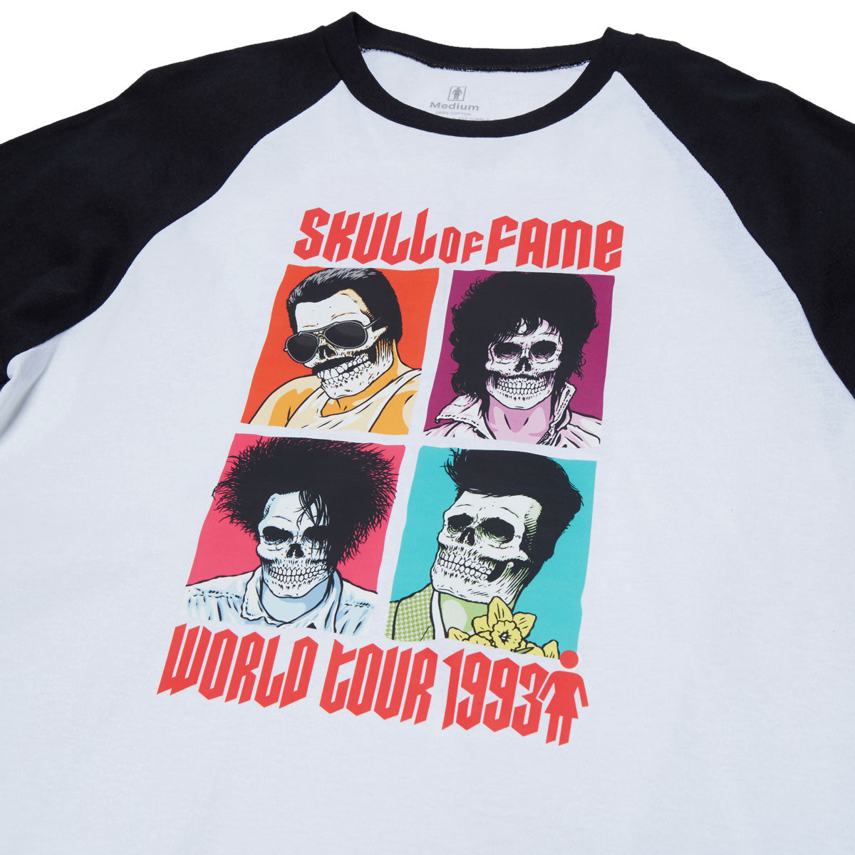 Girl Skull Of Fame 3/4 World T-Shirt - White/Black image 3