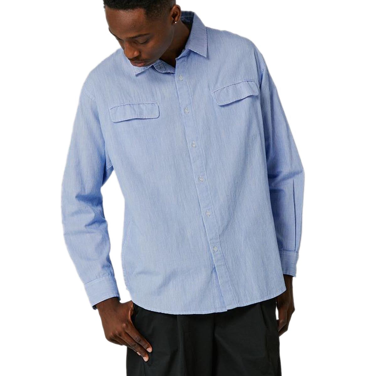 Former Broadcast Striped Long Sleeve Shirt - Blue White image 5