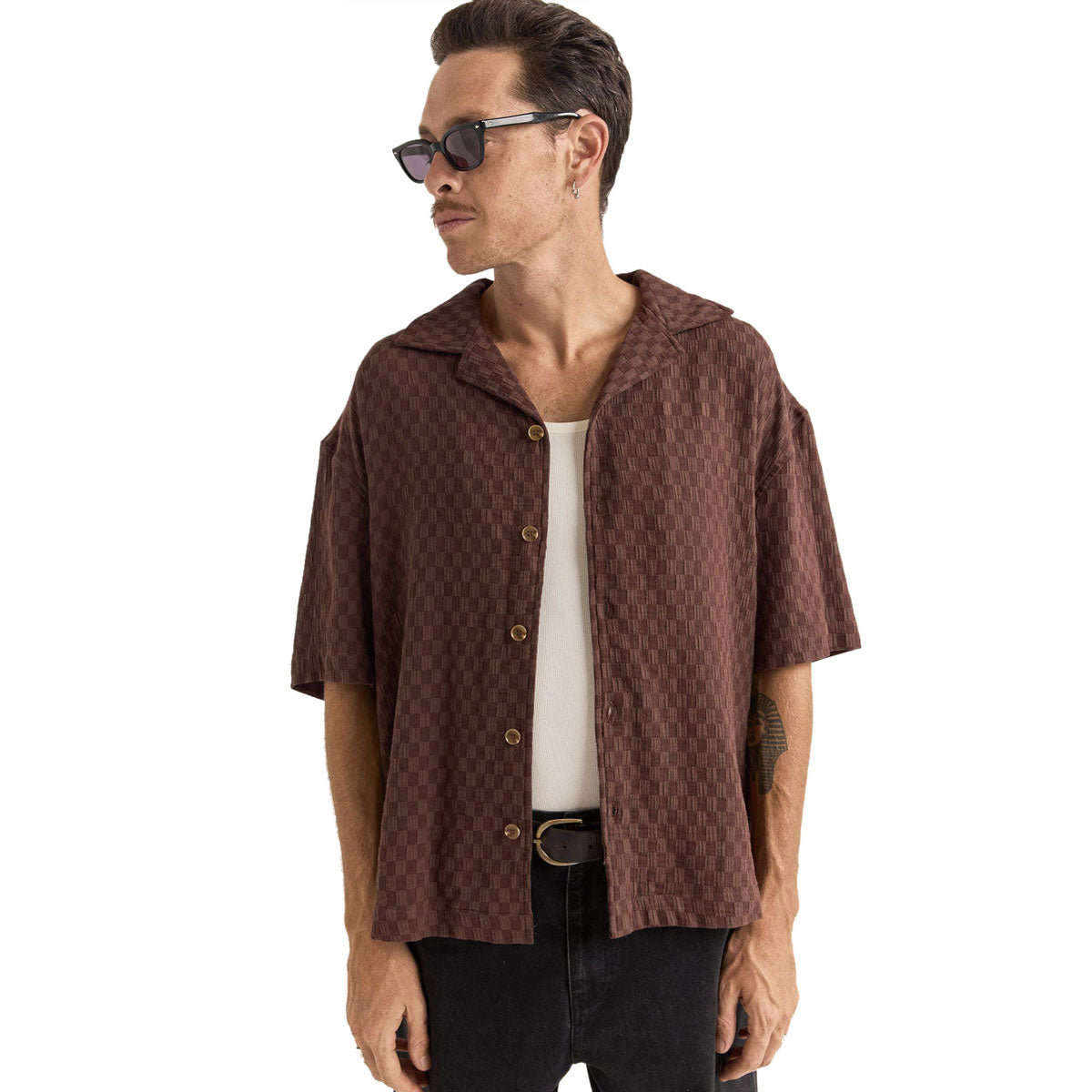 Rhythm Relaxed Texture Shirt - Chocolate image 1