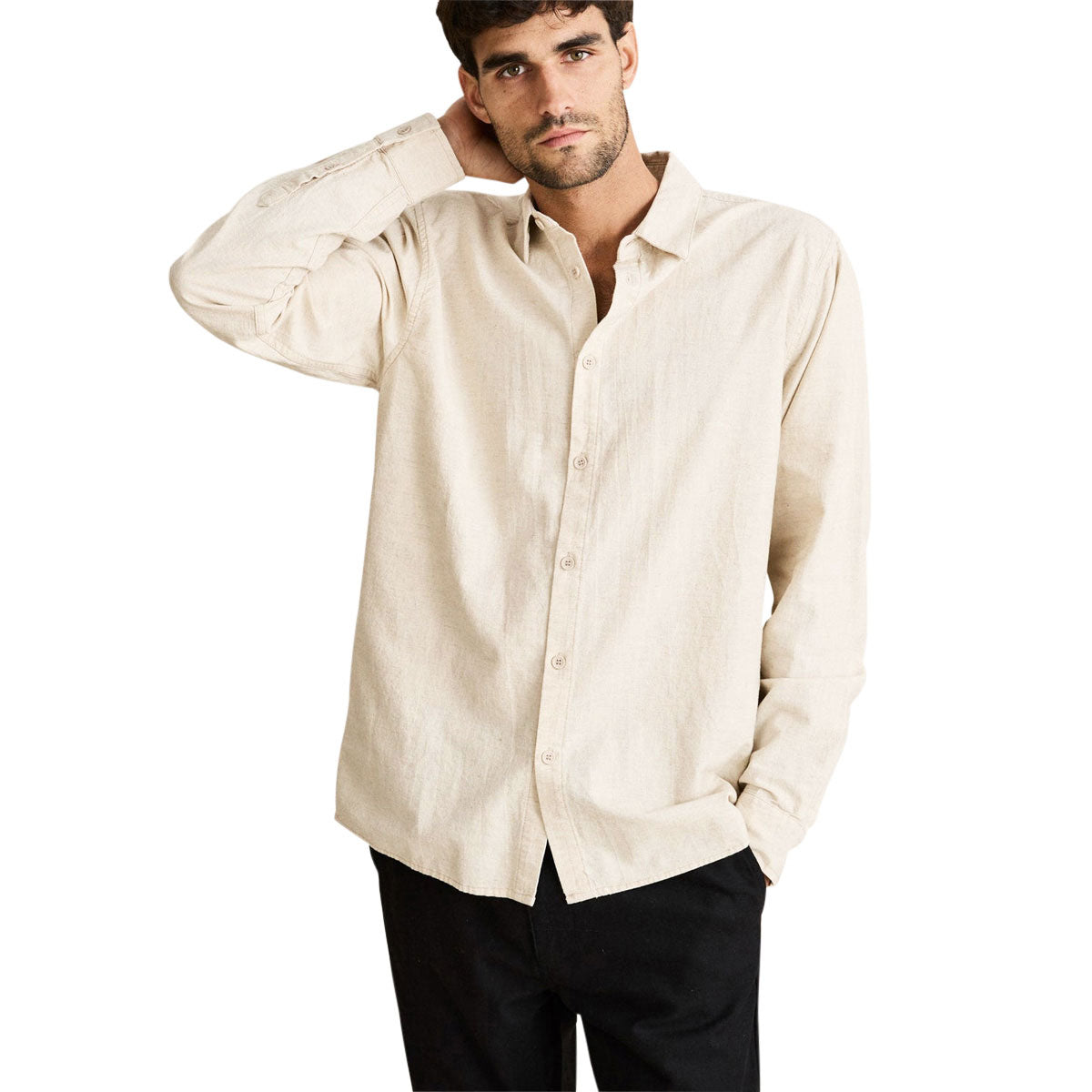 Rhythm Classic Linen Long Sleeve Shirt - Sand II image 1