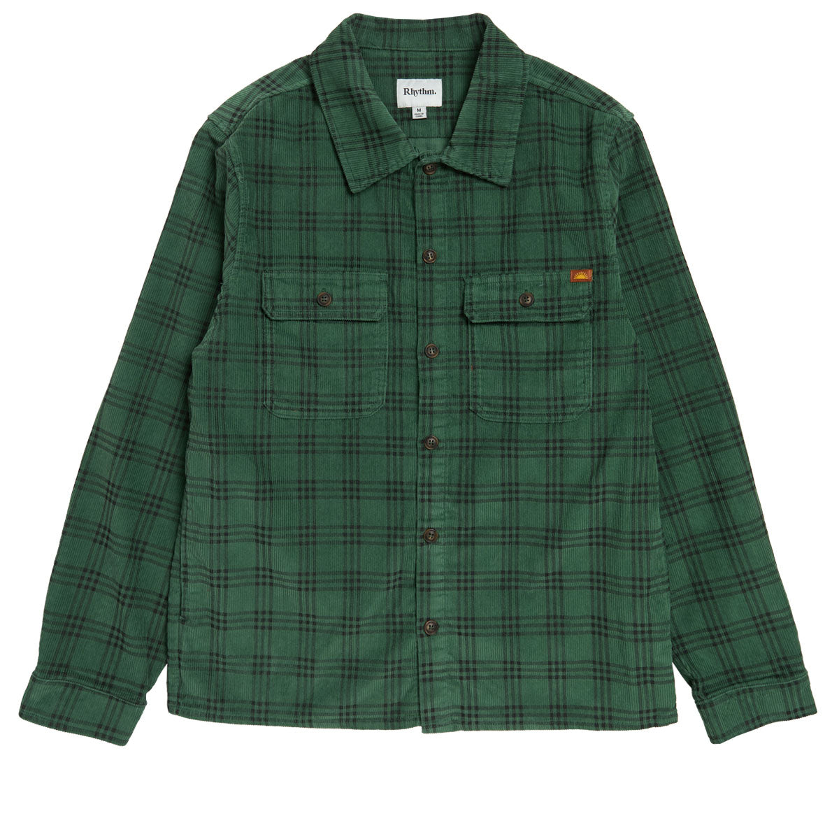 Rhythm Cord Check Long Sleeve Over Shirt - Green image 1