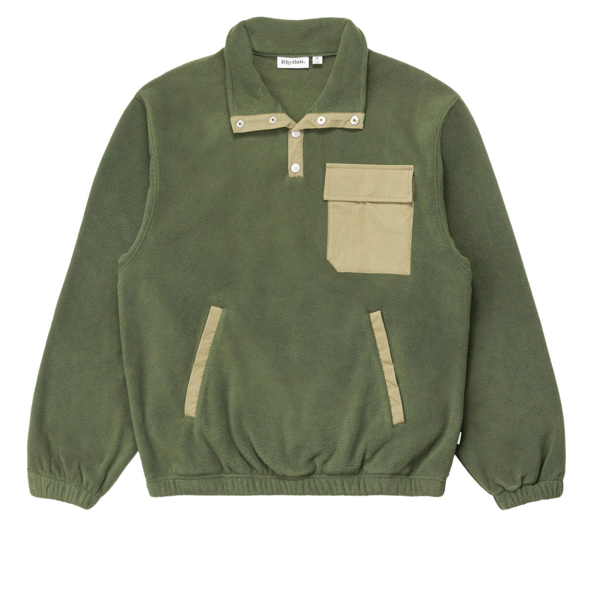 Rhythm Floresta Button Fleece Sweatshirt - Dark Green image 1