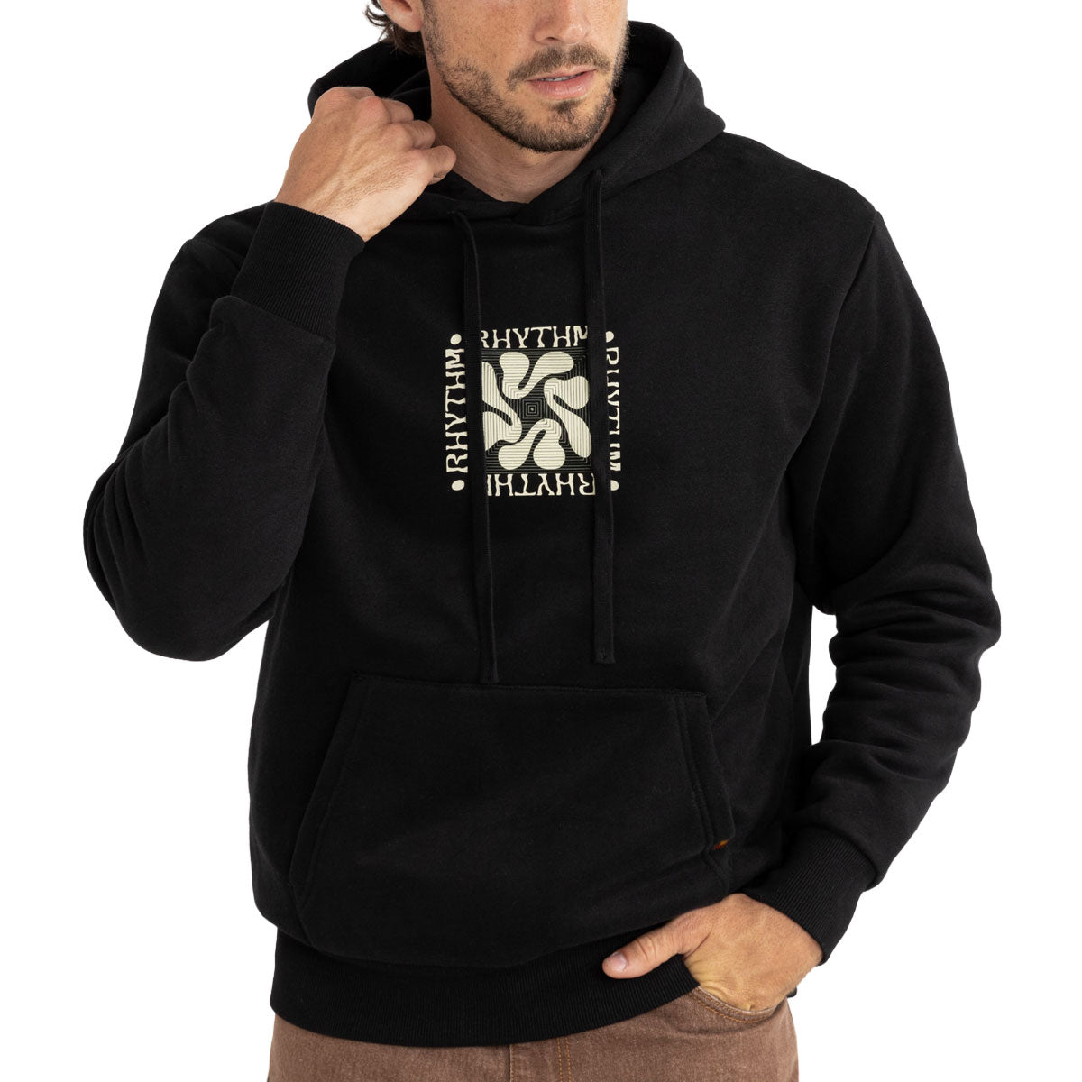 Rhythm Grange Fleece Hoodie - Black image 1