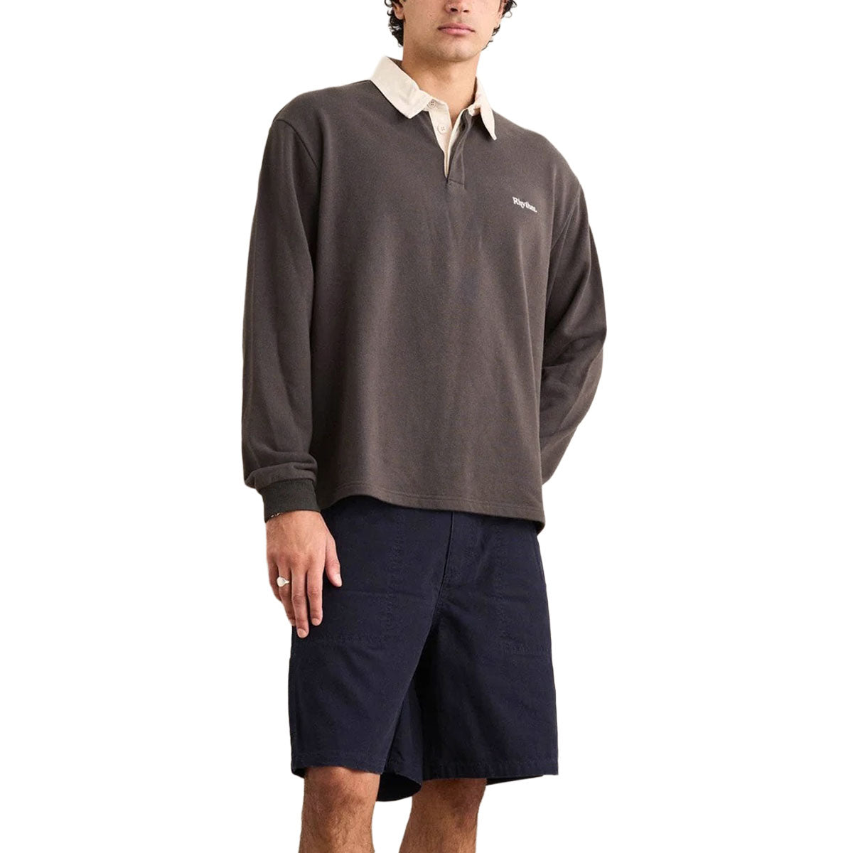 Rhythm Koa Vintage Rugby Long Sleeve Polo Shirt - Olive image 2