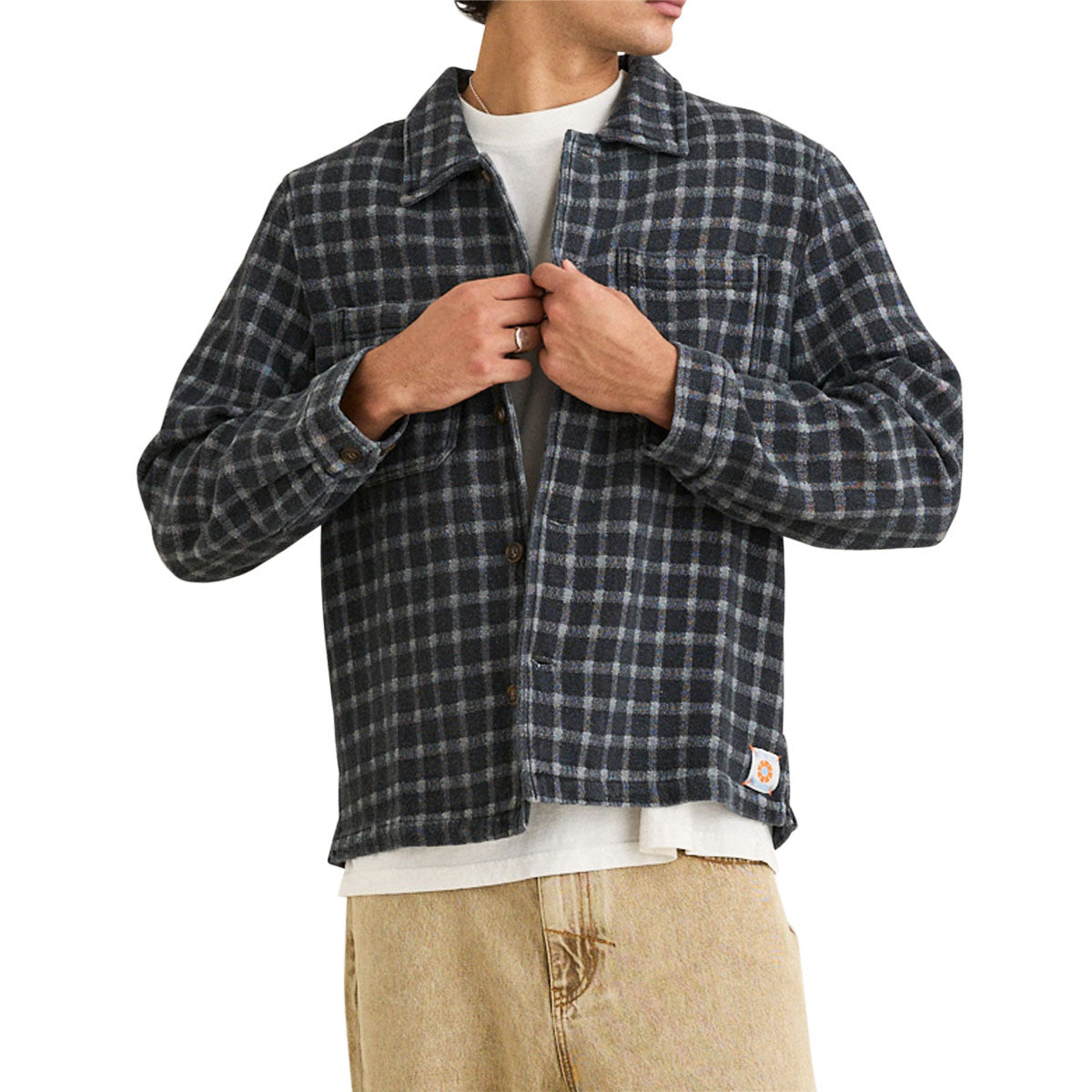 Rhythm Jacquard Check Long Sleeve Shirt - Charcoal image 1