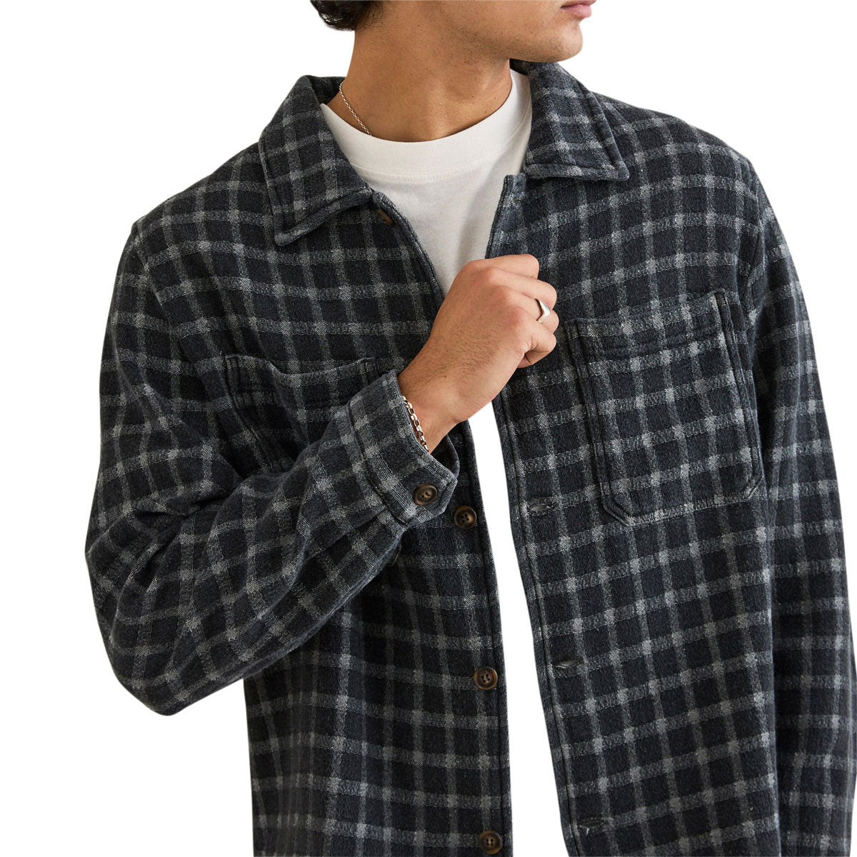 Rhythm Jacquard Check Long Sleeve Shirt - Charcoal image 3