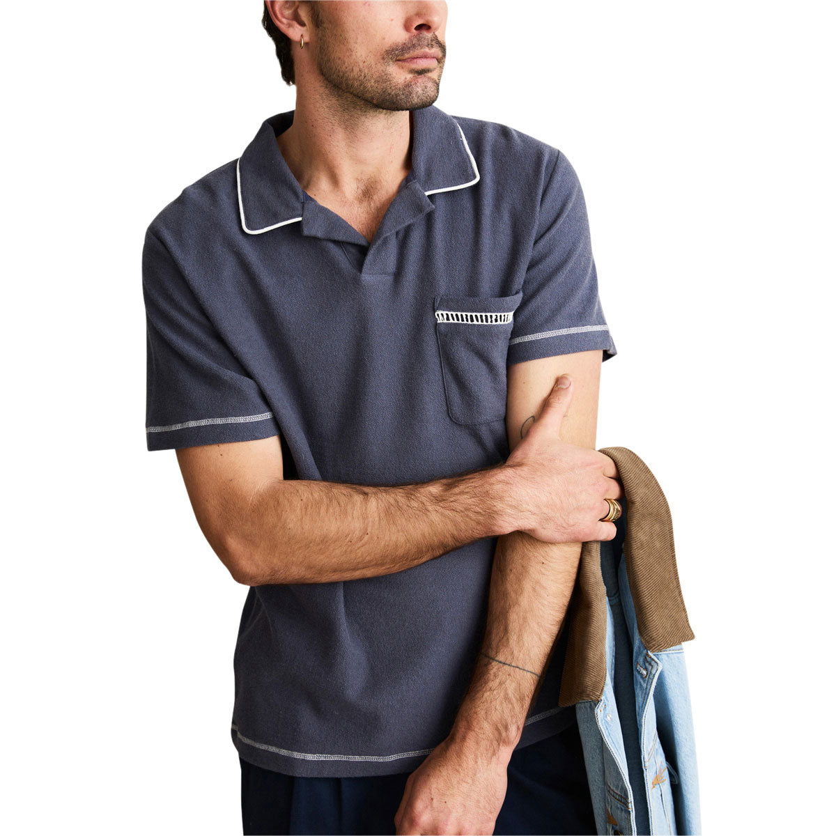Rhythm Ladder Vintage Terry Polo Shirt - Vintage Navy image 2