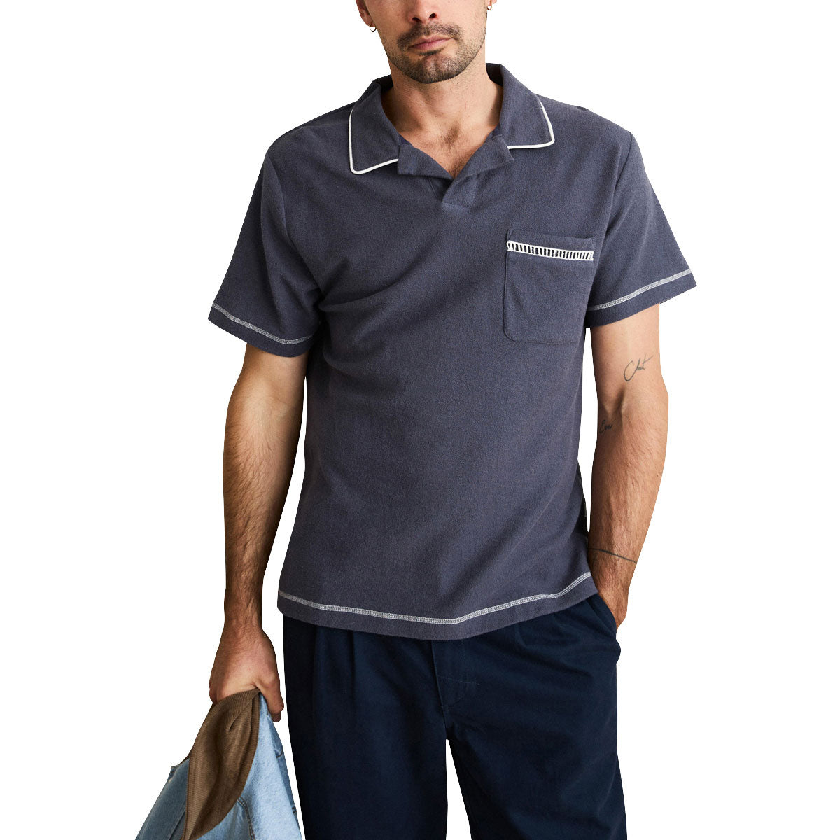 Rhythm Ladder Vintage Terry Polo Shirt - Vintage Navy image 5