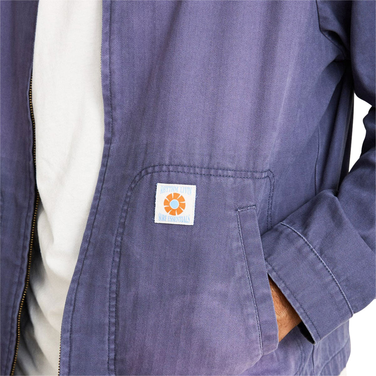 Rhythm Herringbone Sun Wash Jacket - Vintage Blue image 3