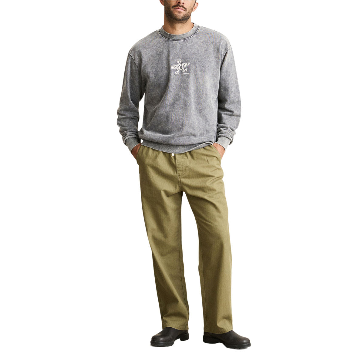 Rhythm Essential Herringbone Jam Pants - Olive image 3
