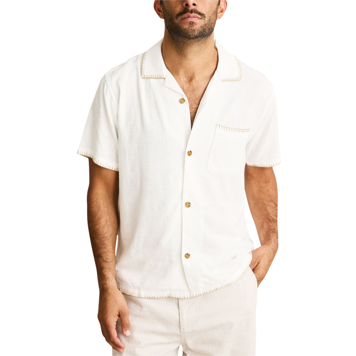 Rhythm Linen Whip Stitch Shirt - Vintage White image 1