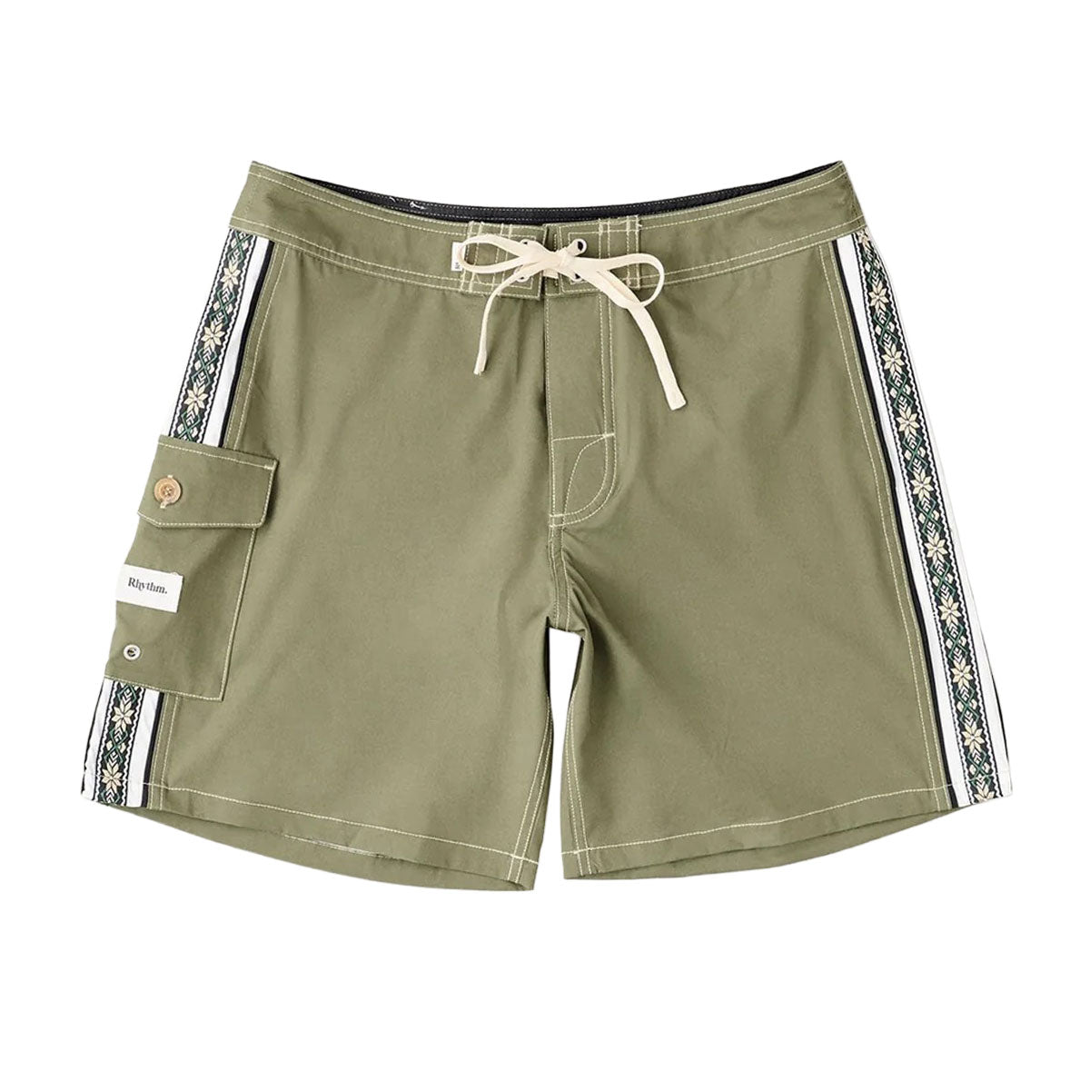 Rhythm Panel Stripe Boardshorts - Olive image 1