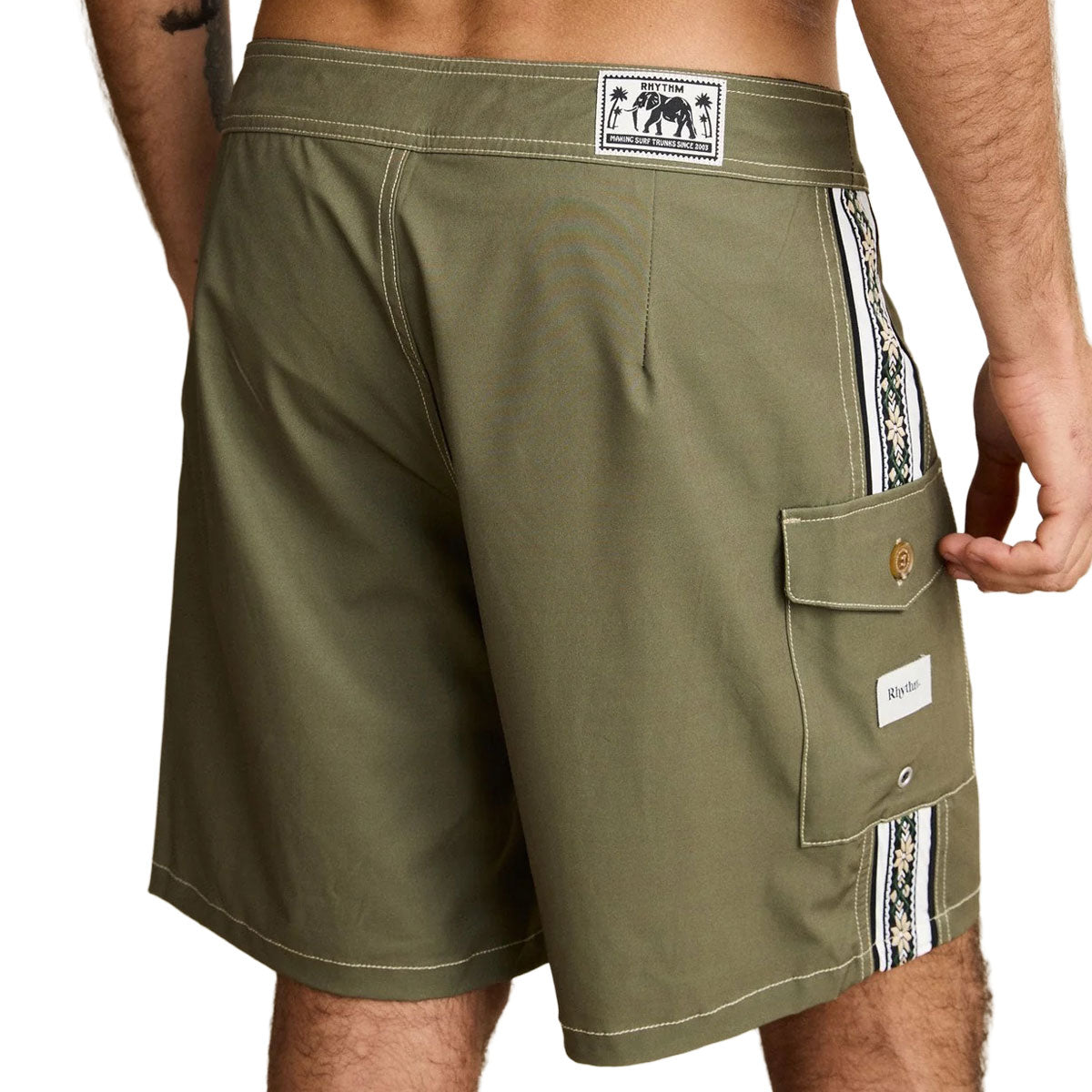Rhythm Panel Stripe Boardshorts - Olive image 3