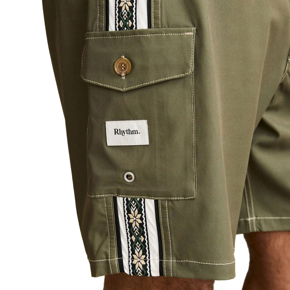 Rhythm Panel Stripe Boardshorts - Olive image 4