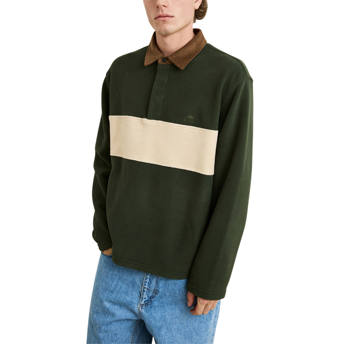Rhythm Awake Polar Fleece Polo Sweatshirt - Forest image 1