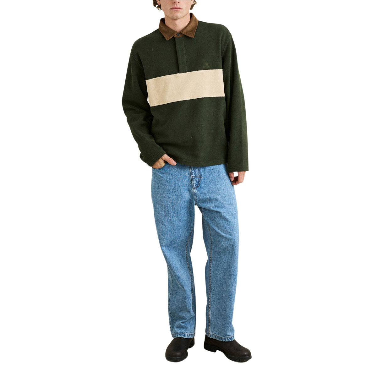 Rhythm Awake Polar Fleece Polo Sweatshirt - Forest image 4