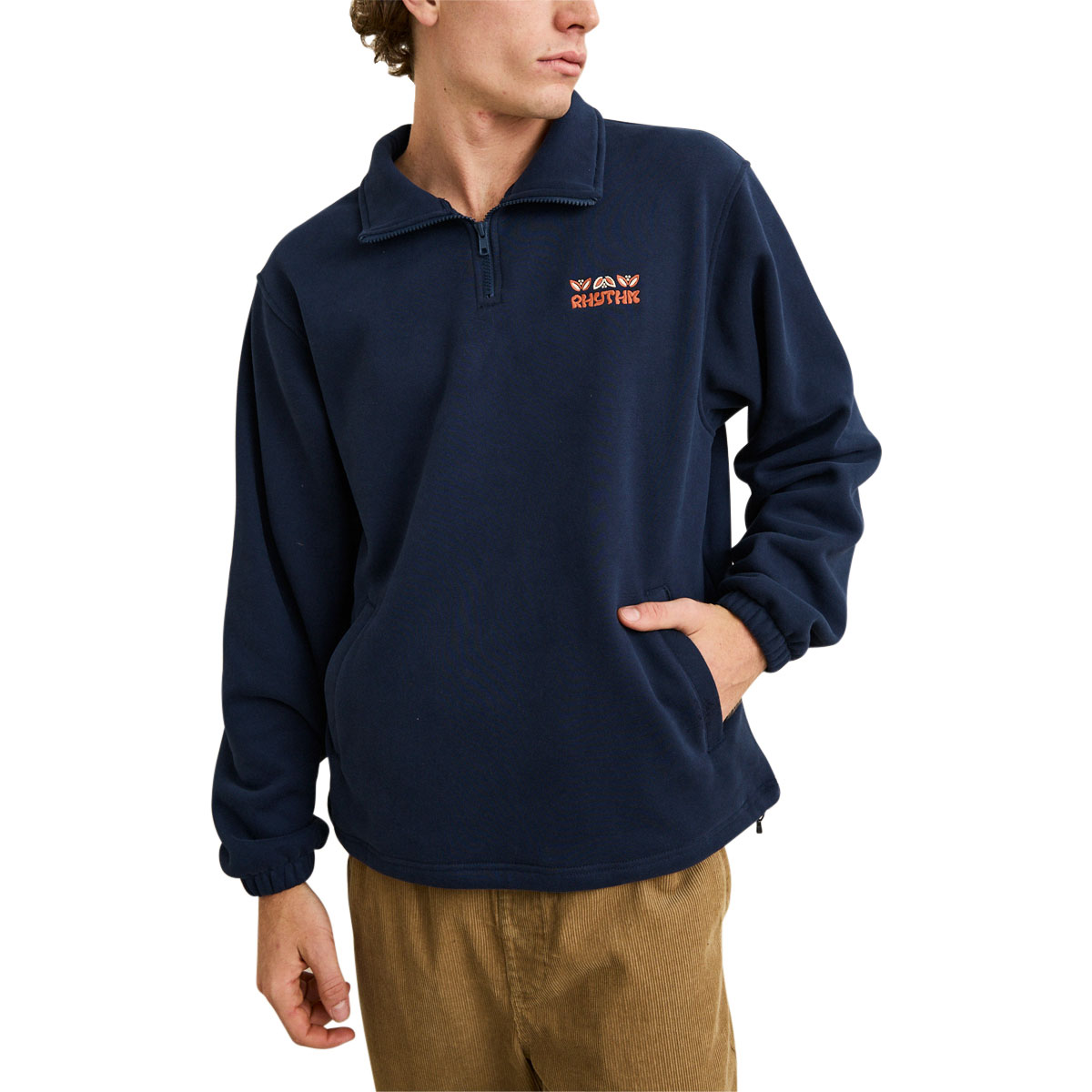 Rhythm Diego Quarter Zip Sweatshirt - Navy image 1