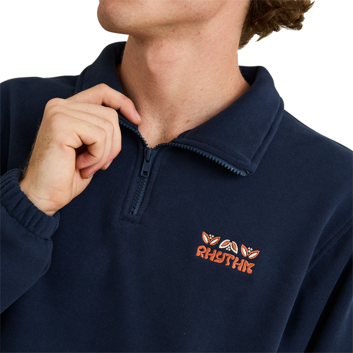 Rhythm Diego Quarter Zip Sweatshirt - Navy image 3