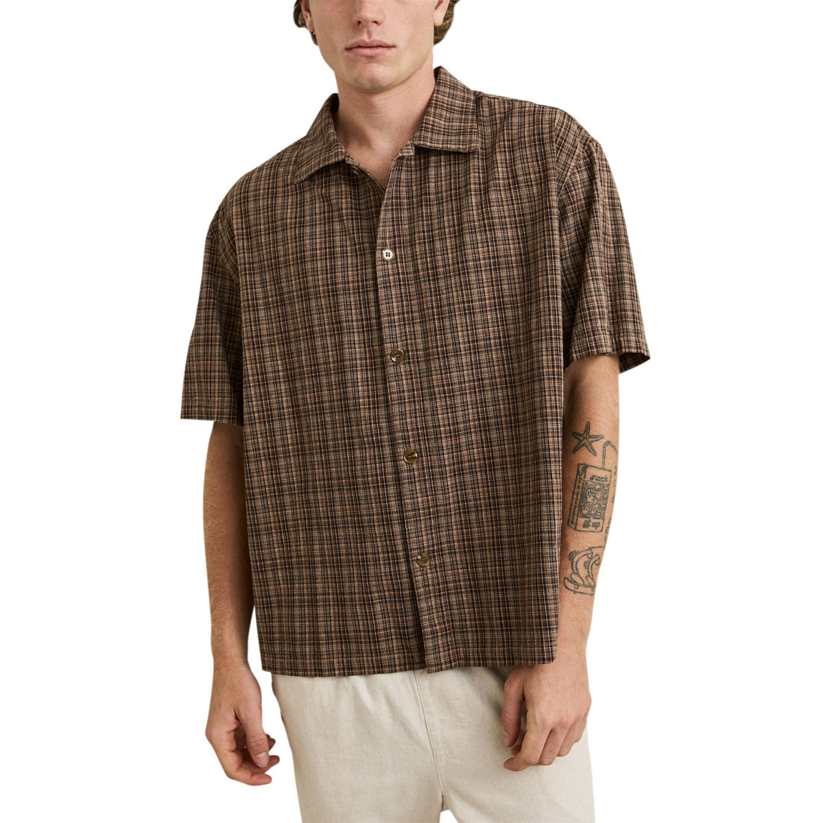 Rhythm Relaxed Brady Check Shirt - Coffee image 1