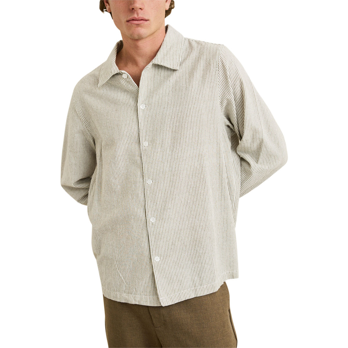 Rhythm Bank Stripe Long Sleeve Shirt - Olive image 1