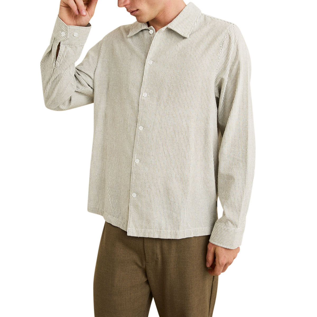 Rhythm Bank Stripe Long Sleeve Shirt - Olive image 4