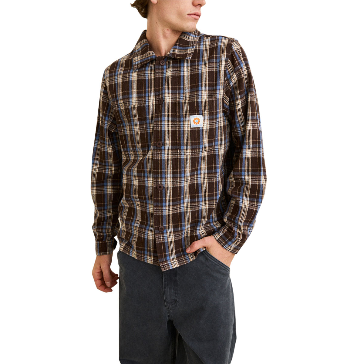 Rhythm Alex Check Long Sleeve Shirt - Chestnut image 1