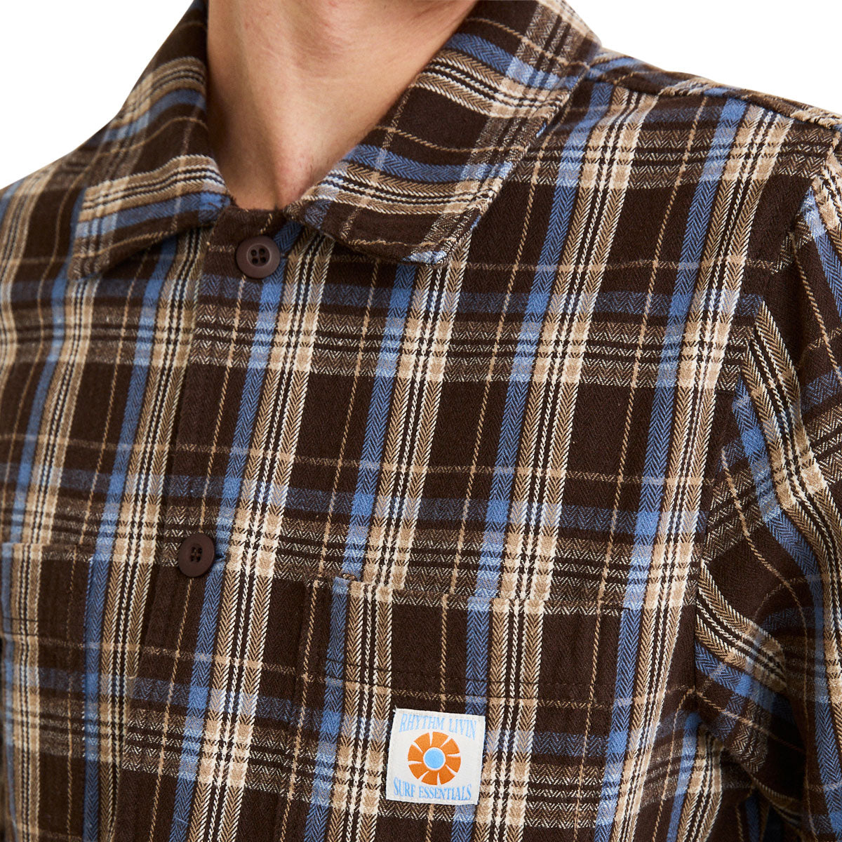 Rhythm Alex Check Long Sleeve Shirt - Chestnut image 3