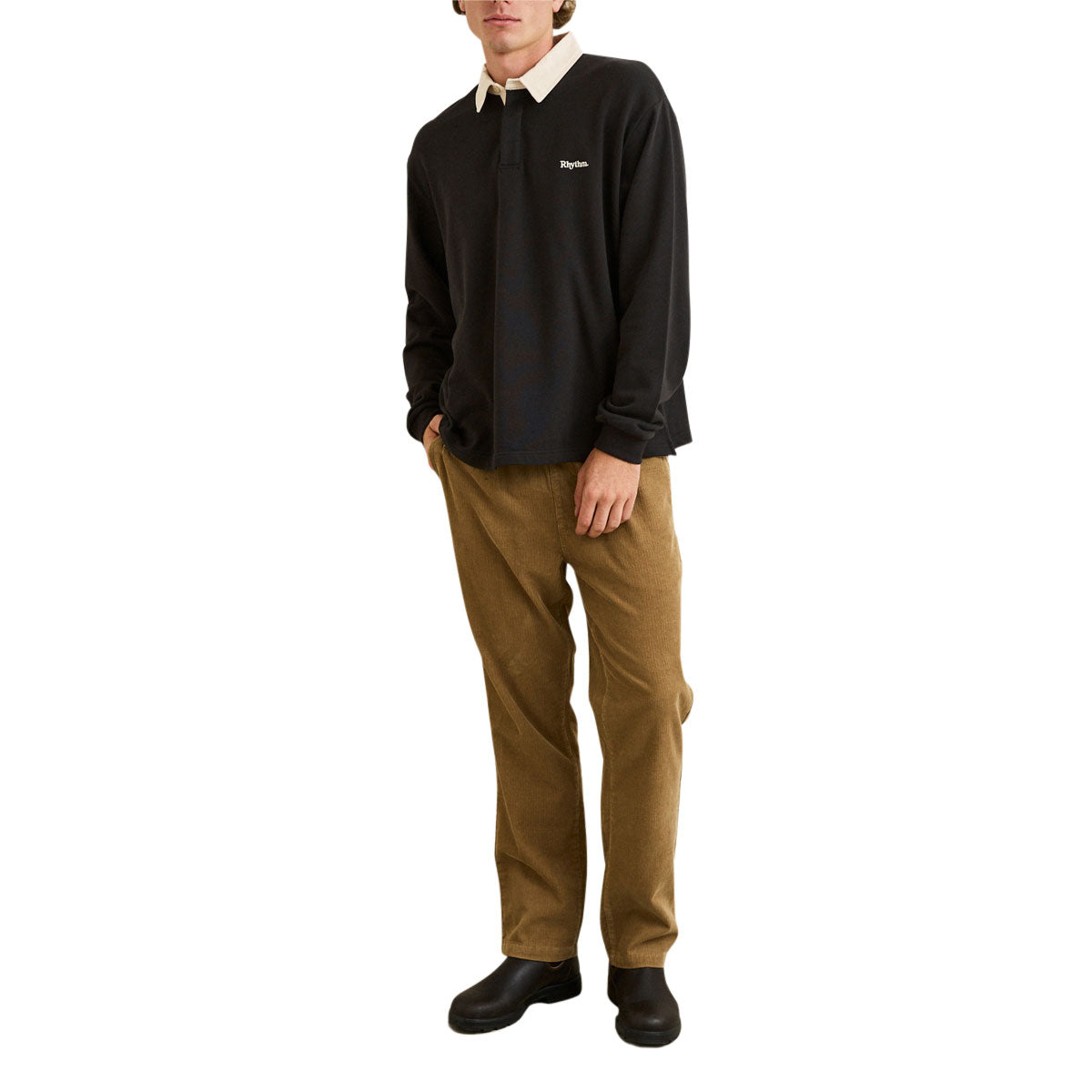 Rhythm Koa Vintage Long Sleeve Rugby Shirt - Black image 4