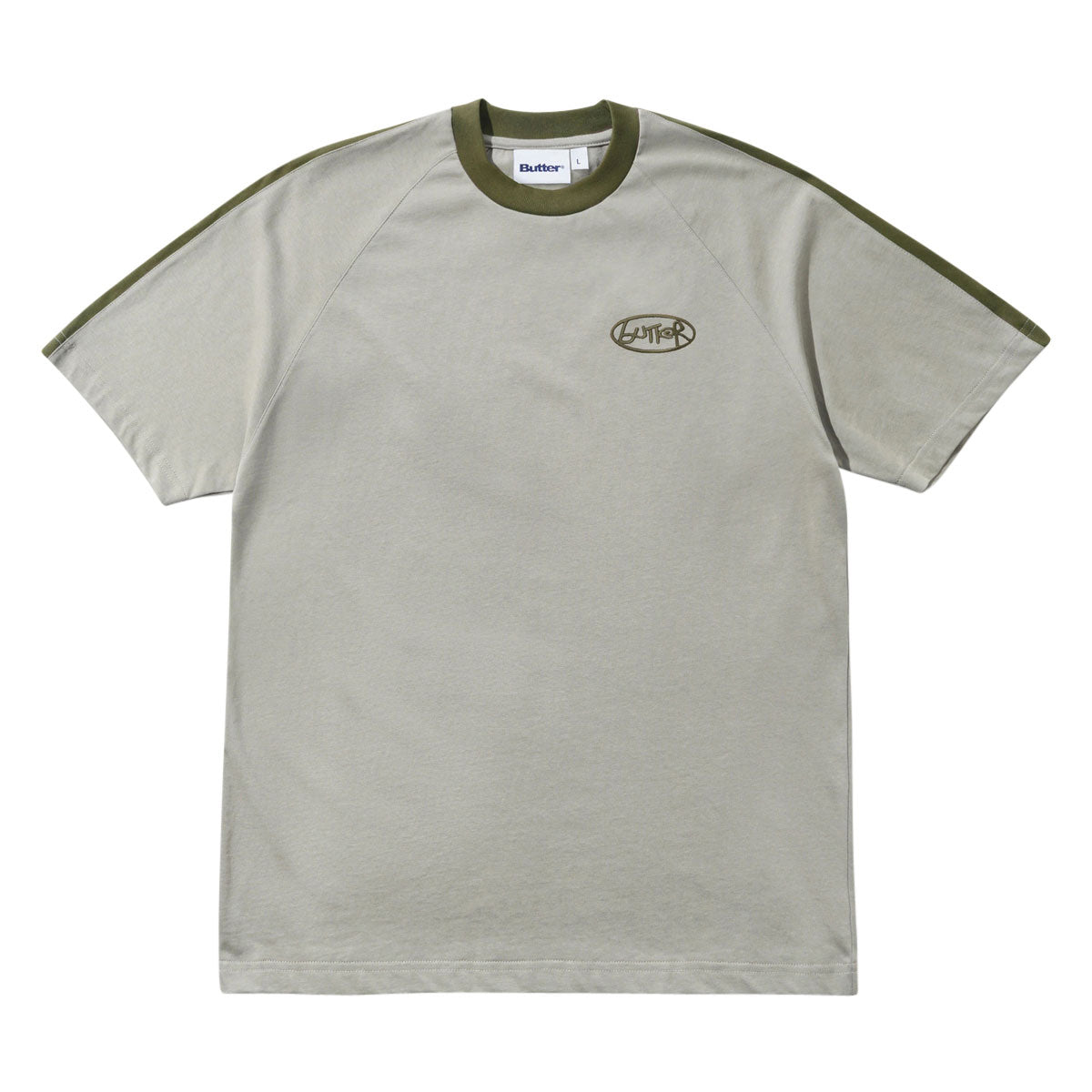 Butter Goods Abseil Panel T-Shirt - Cement/Moss image 1