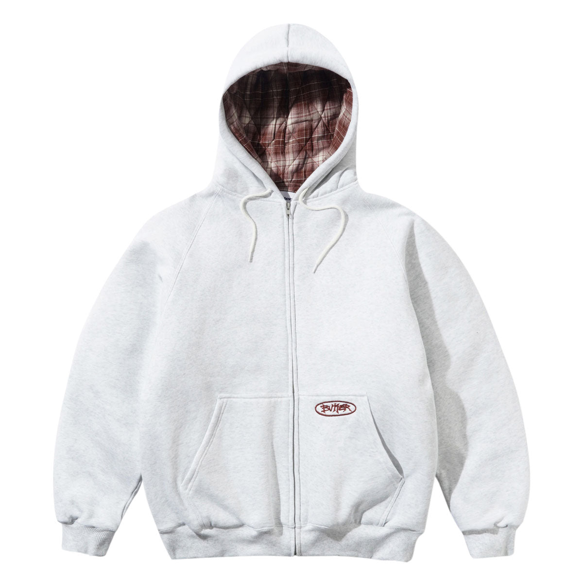 Butter Goods Plaid Lined Zip-Thru Hoodie - Ash image 1
