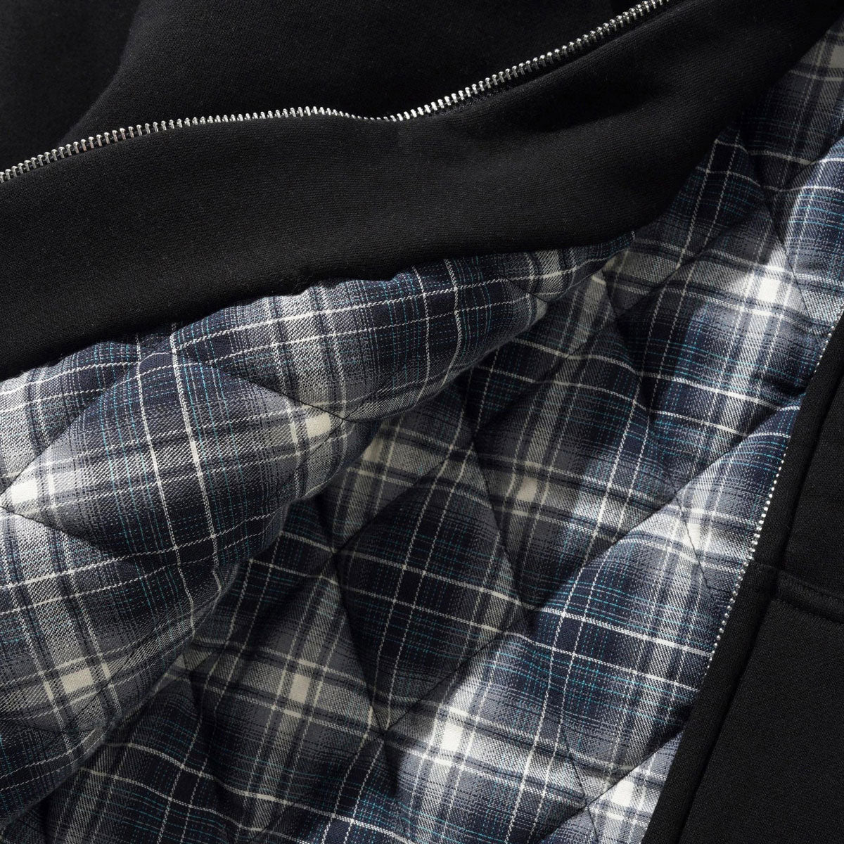 Butter Goods Plaid Lined Zip-Thru Hoodie - Black image 3