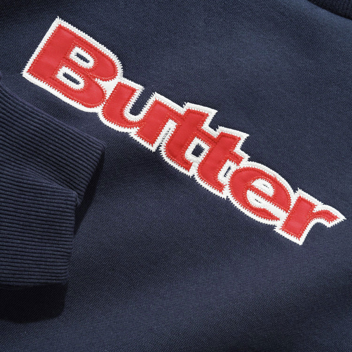 Butter Goods Satin Applique Logo Crewneck Sweatshirt - Navy image 2