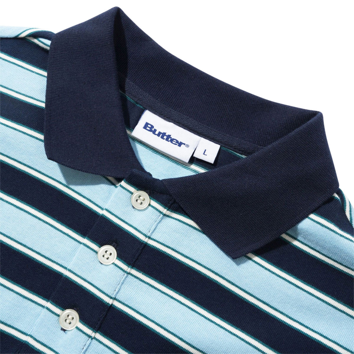 Butter Goods Witness Stripe Polo Shirt - Navy/Blue image 3