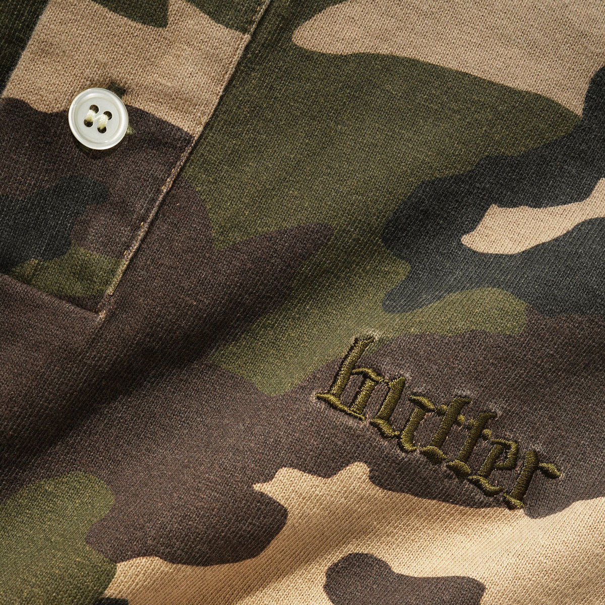 Butter Goods Camo Polo Shirt - Woodland image 2