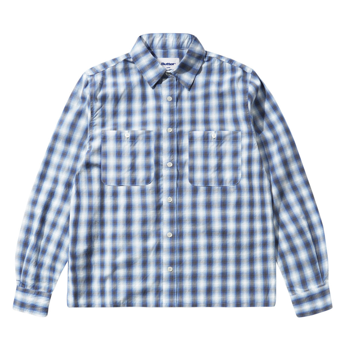 Butter Goods Shadowplaid Long Sleeve Shirt - Blue image 1