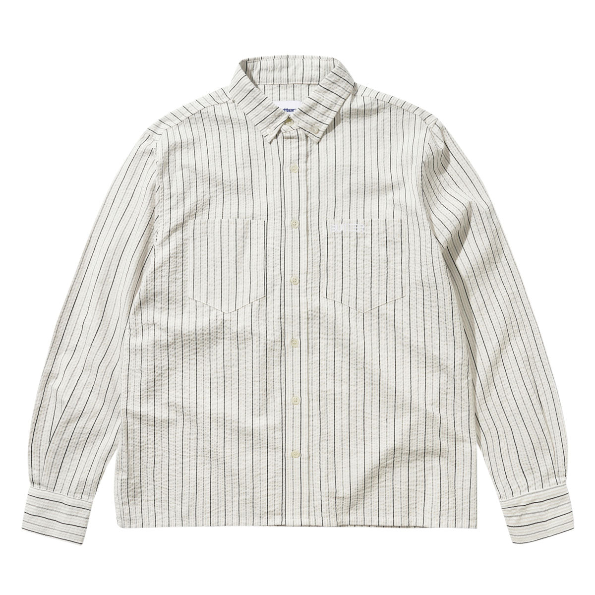 Butter Goods Seersucker Long Sleeve Shirt - White image 1