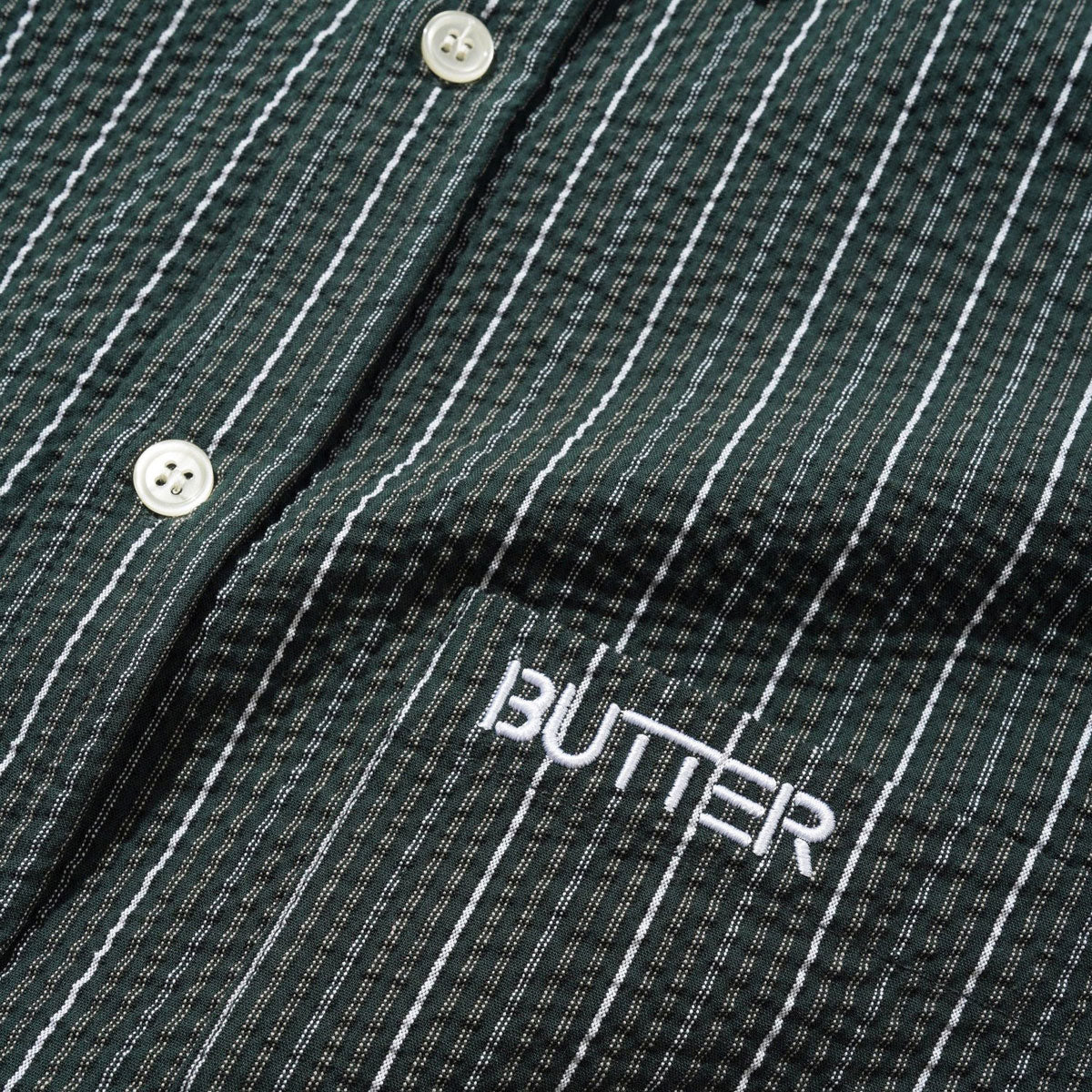 Butter Goods Seersucker Long Sleeve Shirt - Forest image 2
