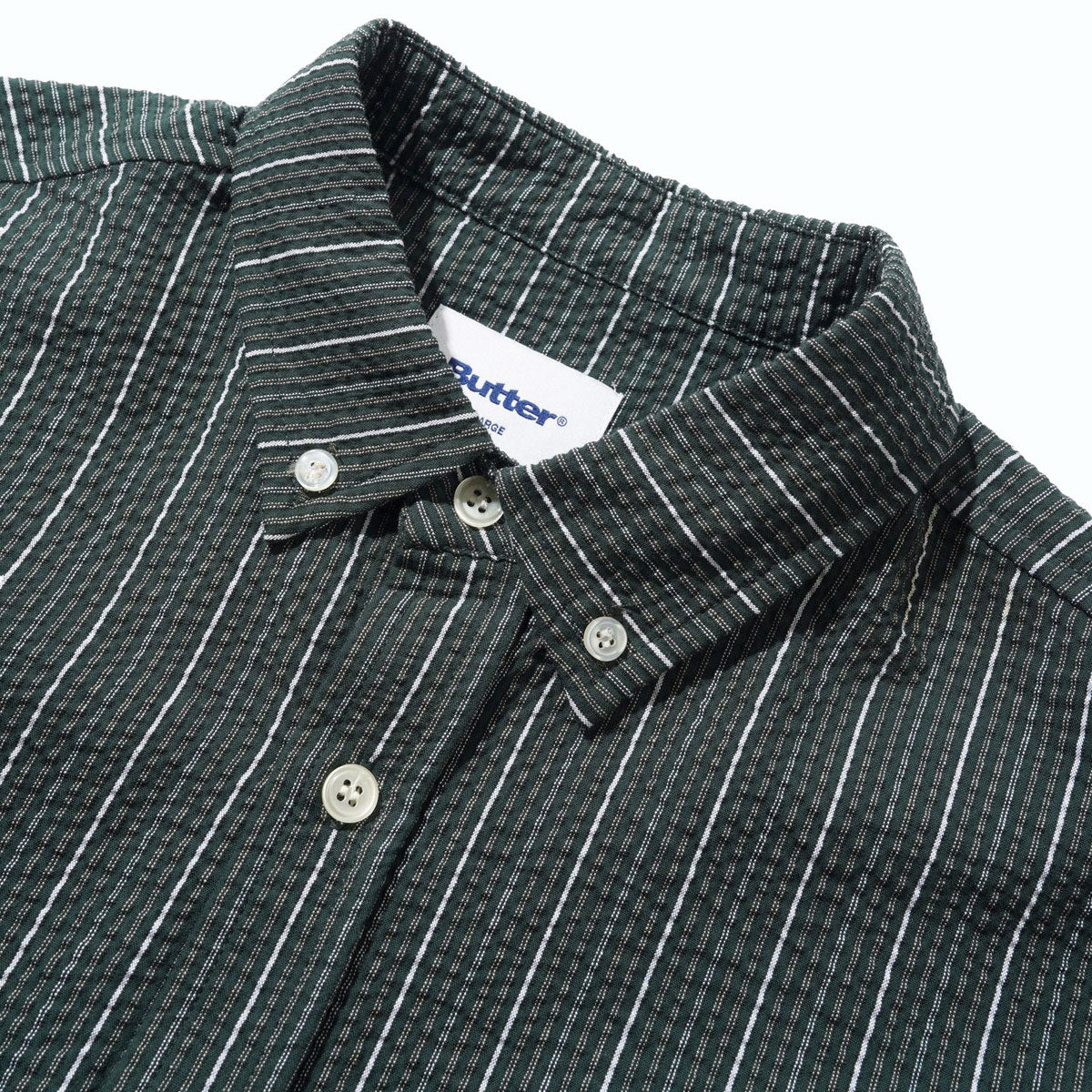 Butter Goods Seersucker Long Sleeve Shirt - Forest image 3